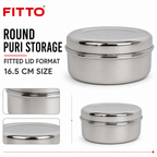 72 Pieces Stainless Steel Puri Storage Container, Round Lidded Food Keeper, 16.5 cm