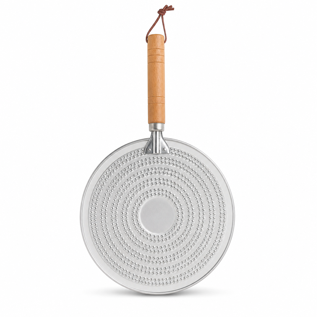 144 Pieces Metal Heat Diffuser Rings with Wooden Handle for Gas and Electric Hobs, Simmer Ring for Even Pan Support