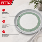 72 Pieces Round Woven Serving Trays, 55 cm, 4 cm Deep, Green and Grey Design