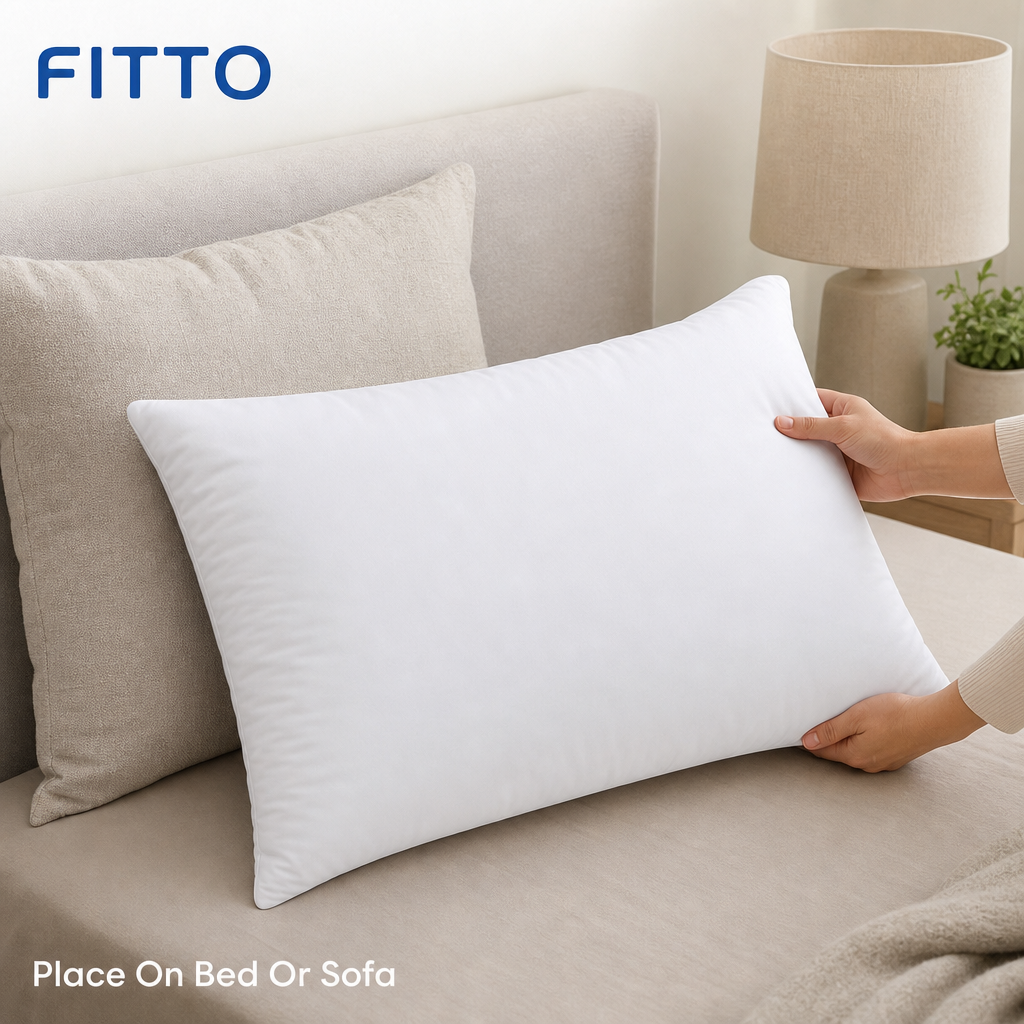 60 Pieces Pillow, Pressed White Fabric, 55 x 35 x 14 cm, 1 Piece