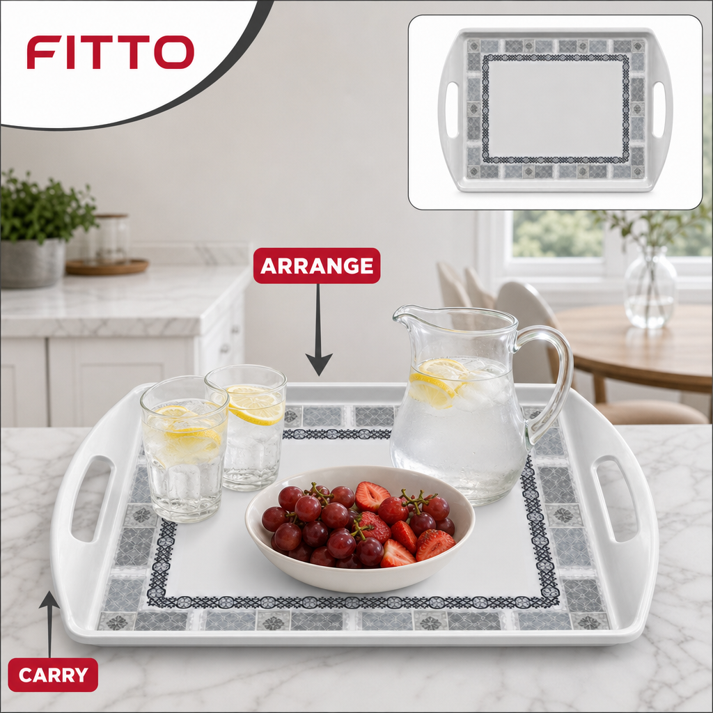 72 Pieces Melamine Rectangular Serving Trays with Double Handles, 20 Inch, 53 x 38 cm