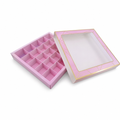 120 Pieces Pink Square Chocolate Box with 25 Compartments, 23.5 x 23.5 x 4 cm, 1 Piece