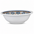 96 Pieces Melamine Salad Bowl, 9 Inch, White with Decorative Multicolor Rim, Design 2655