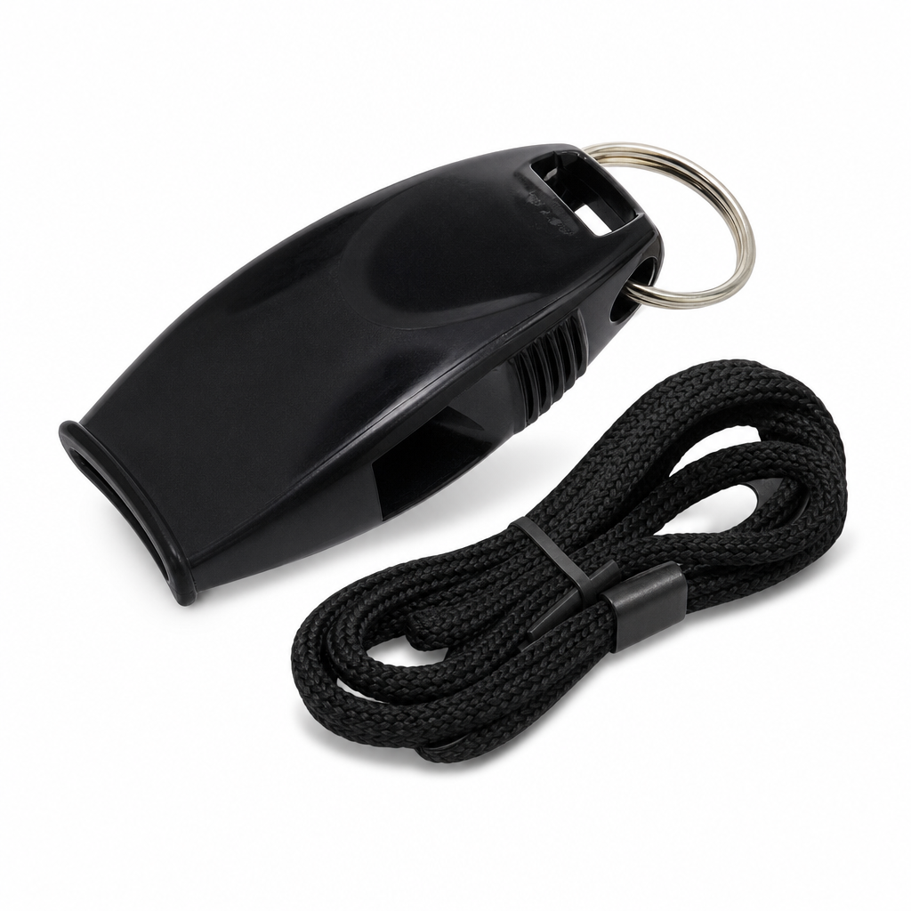 96 Pieces Sports Whistles with Lanyard, Pealess Design, Black, 1 Piece