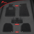 48 Pieces Car Floor Mat Sets, 3D Coil Design with Heel Pad, Black and Grey, 5-Piece