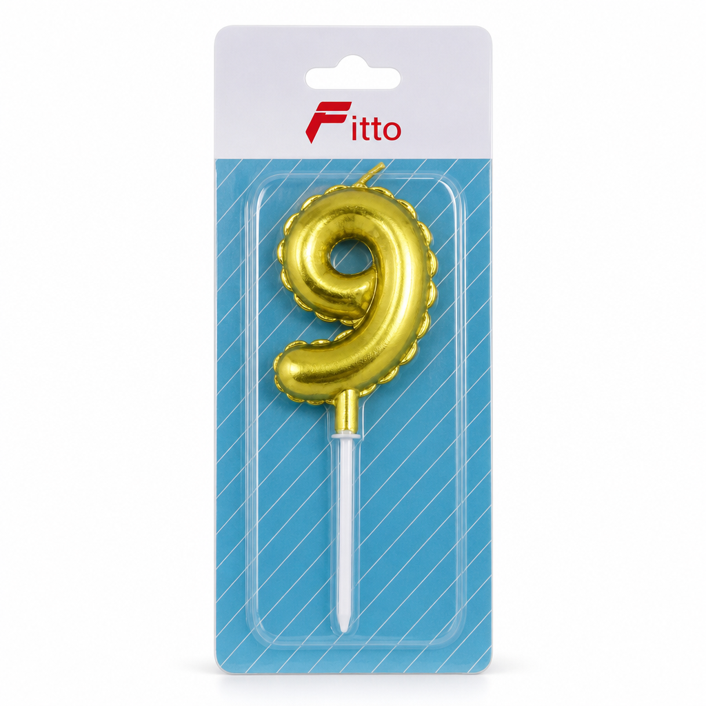 240 Pieces Number 9 Cake Candle, 6 cm, Gold Happy Birthday Party Decorations