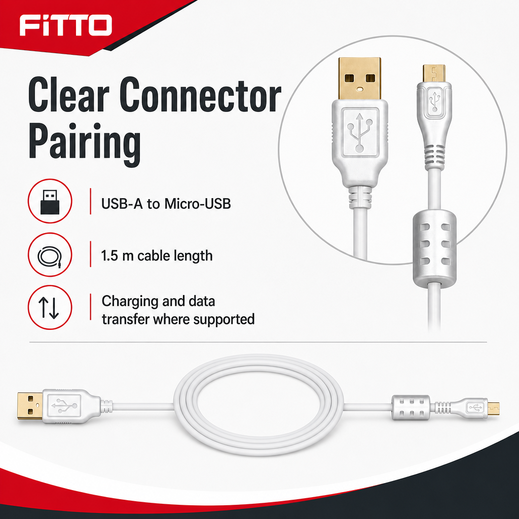 144 Pieces USB-A to Micro-USB Charging Cables, 1.5 m, Universal Cable for Charging and Data Transfer