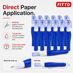 96 Pieces Correction Fluid Pens, 7 ml, Metal Tip, Blue, 12-Pack