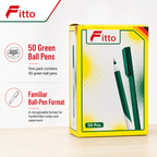 96 Pieces Ball Pens, Green, 50-Pack