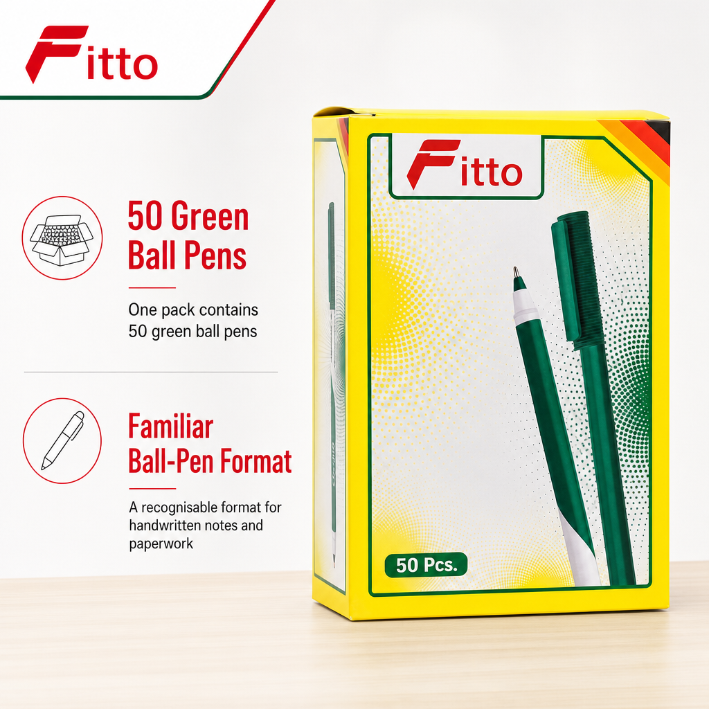 96 Pieces Ball Pens, Green, 50-Pack