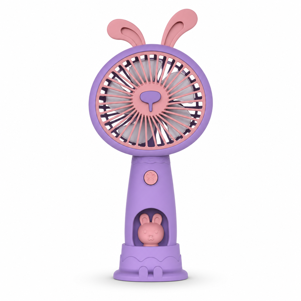 120 Pieces Mini USB Rechargeable Handheld and Desktop Fan, Rabbit-Ear Design, Purple