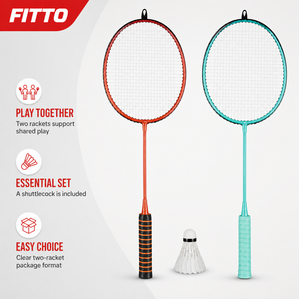 96 Pieces Badminton Racket Set with Shuttlecock, 2 Rackets, Multicolor