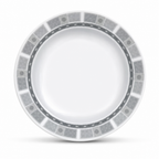 120 Pieces Soup Plate, 8 Inch, Grey Geometric Border, Round Tablewares Dish