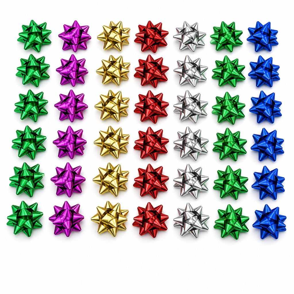 96 Pieces Metallic Flower Bows, Assorted Colours, 2.5 Inch, 40 Pieces for Wrapping and Party Decoration