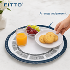 72 Pieces Melamine Round Wavy Serving Trays, 45 cm