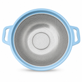 96 Pieces Steel Colander with Blue Rim and Dual Handles, 14 x 12 x 10 cm, 1 Piece