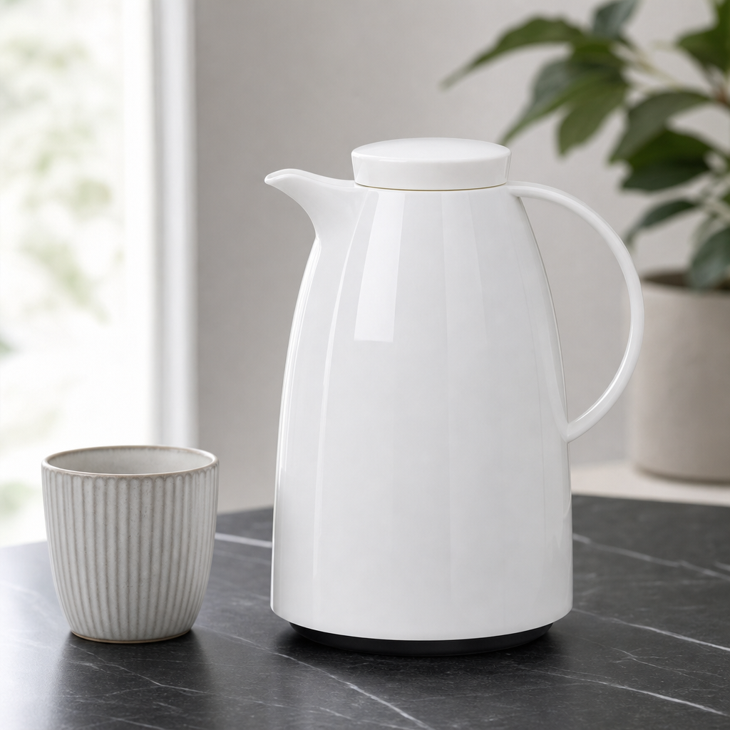 72 Pieces Vacuum Flask with Glass Refill, 1 Litre, White and Gold