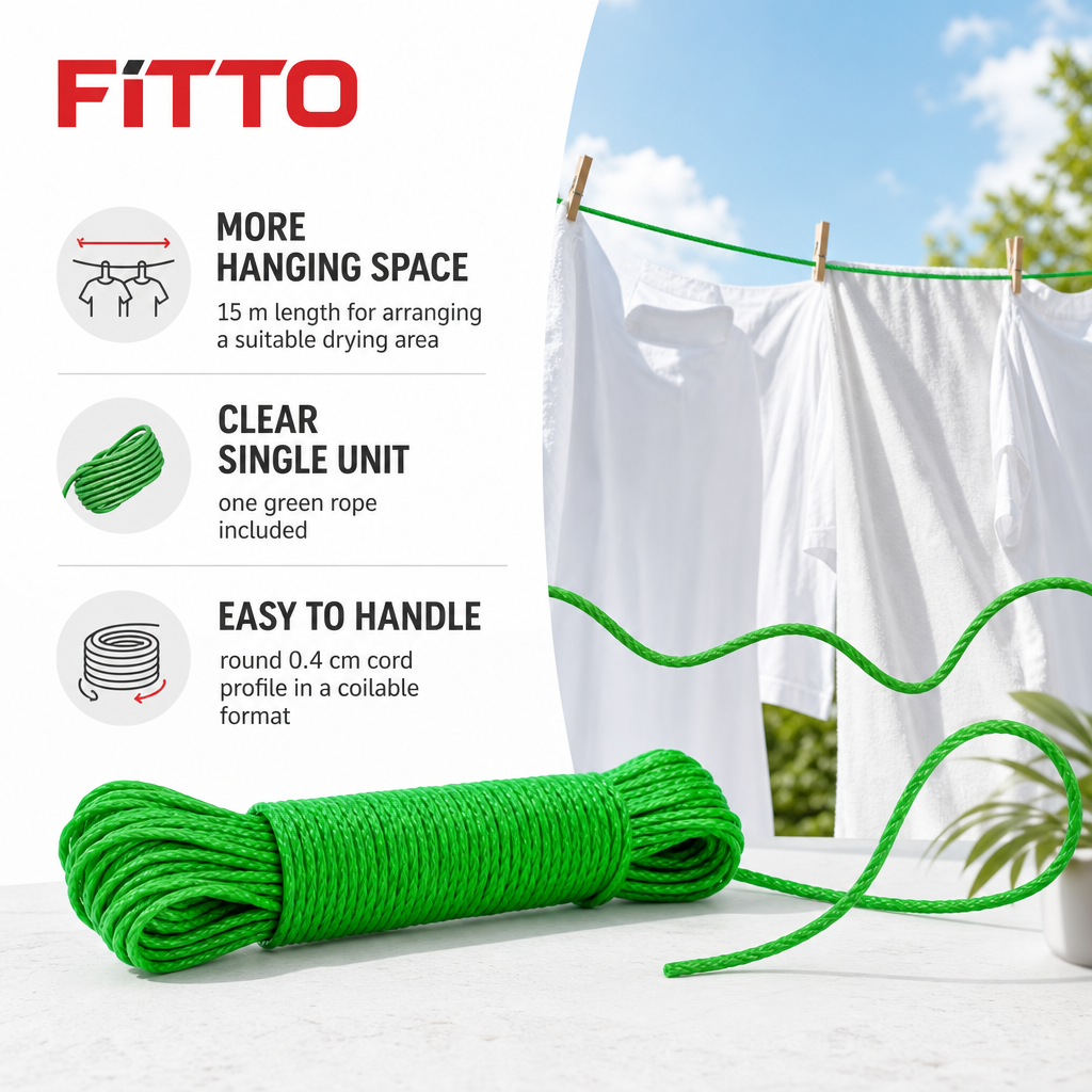 240 Pieces Plastic Clotheslines Rope, 15 m, Green, 1 Piece
