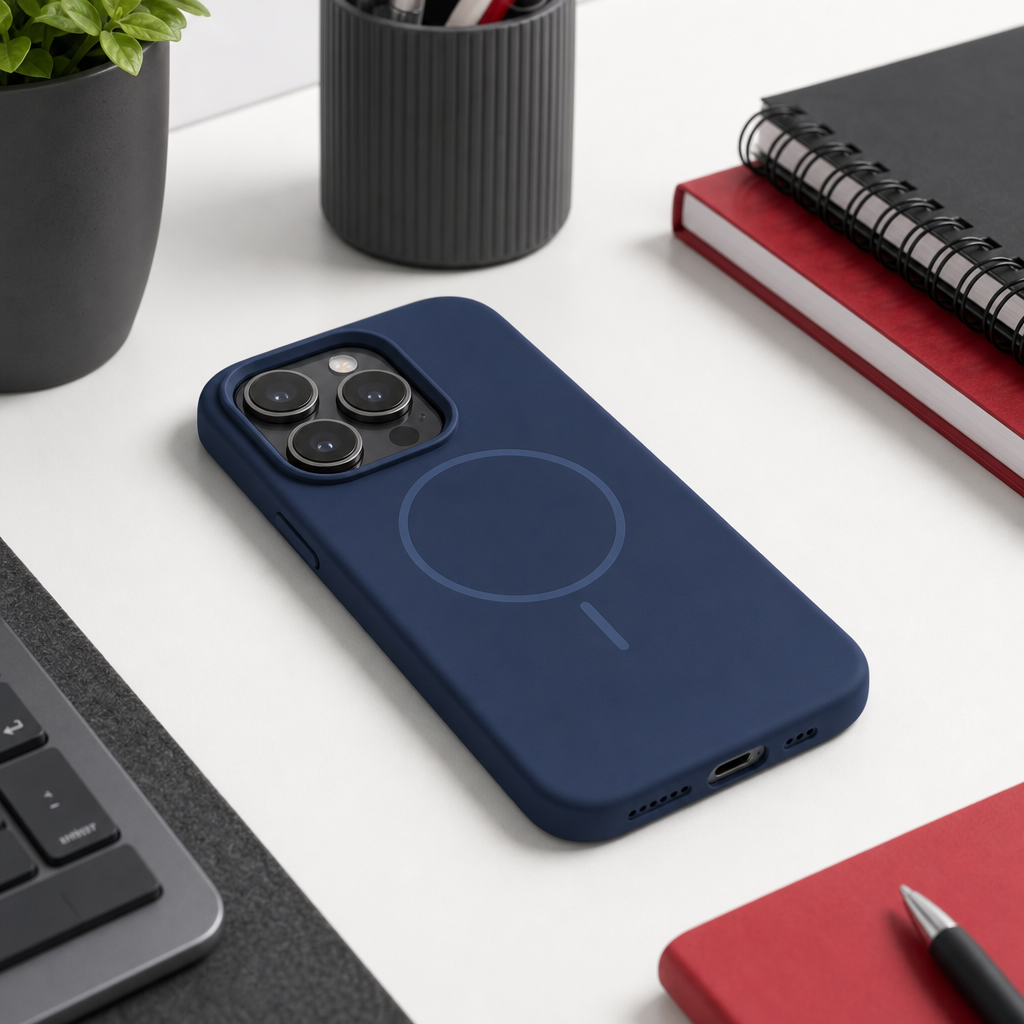 120 Pieces Silicone Magnetic Phone Cases with Raised Camera Protection for iPhone 14 Pro Max, Navy Blue