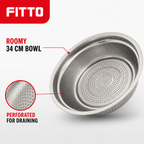 96 Pieces Stainless Steel Colander Bowl, 34 cm, Silver, 1 Piece