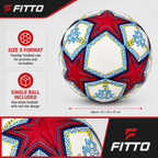 60 Pieces Size 5 Football, White with Red Star Design, Single Ball for Match Practice and Recreation