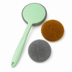 120 Pieces Kitchen Pot Scrubber Set with Handle, Green Gold and Silver Scouring Pads, 3-Piece Set