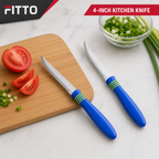 120 Pieces Kitchen Knives 4 Inch with Plastic Handle, Blue and Silver, 2 Pieces