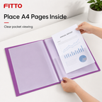 120 Pieces Purple A4 Display Book with 30 Clear Pockets, 1 Piece