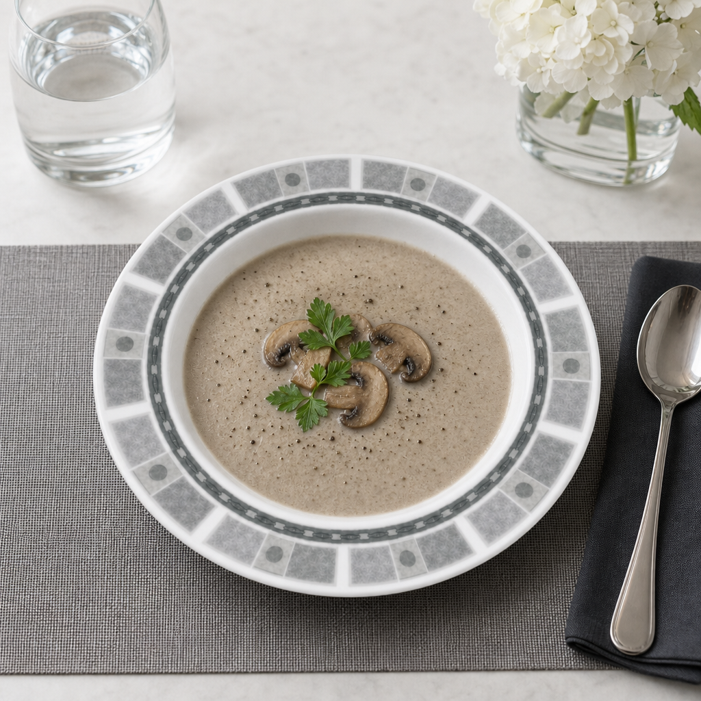 120 Pieces Soup Plate, 8 Inch, Grey Geometric Border, Round Tablewares Dish
