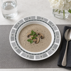 120 Pieces Soup Plate, 8 Inch, Grey Geometric Border, Round Tablewares Dish