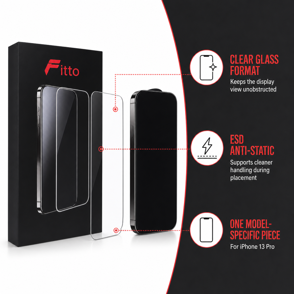 96 Pieces 5D Tempered Glass Screen Protectors for iPhone 13 Pro, ESD Anti-Static, 1 Pack