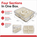 96 Pieces Clear 4-Compartment Food Storage Box with Locking Lid, 29 × 22 × 6.8 cm