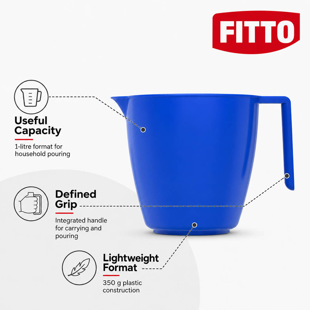 240 Pieces Plastic Pouring Mug with Handle, 1 Litre, Blue