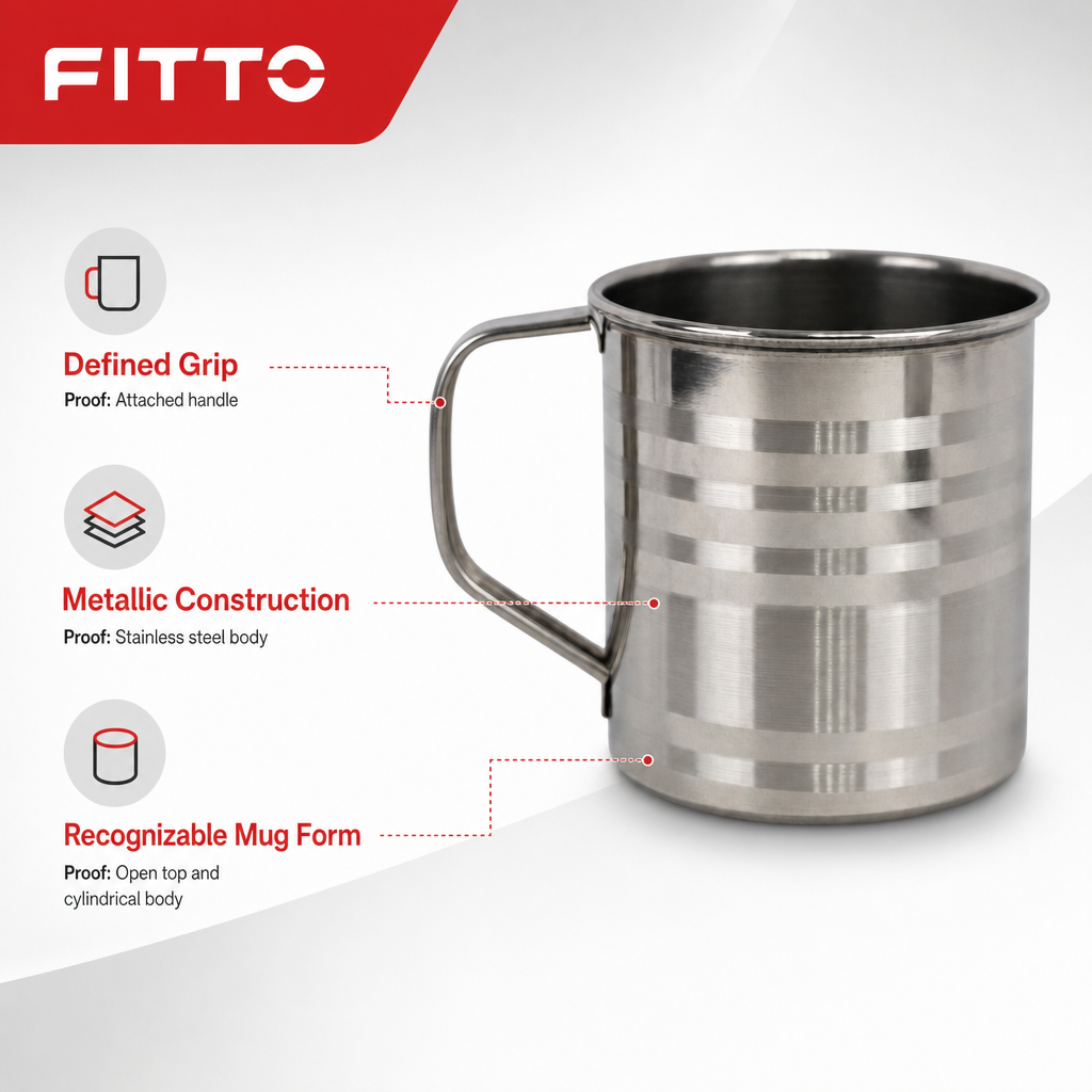 96 Pieces Stainless Steel Water Mug with Handle, Silver, 11 cm