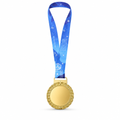 144 Pieces Award Medal with Blue Ribbon, Metallic Finish, Single Medal, 8 x 7 x 2 cm