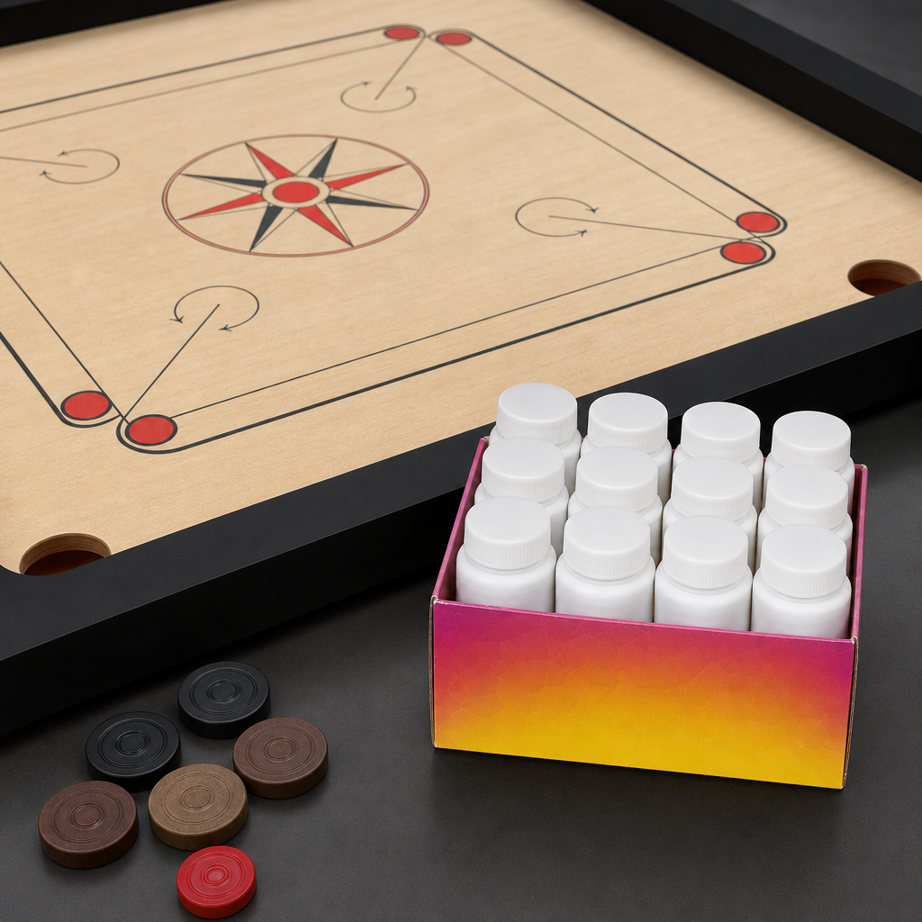 96 Pieces Carrom Powders, Pack of 12 Bottles for Carrom Board Play