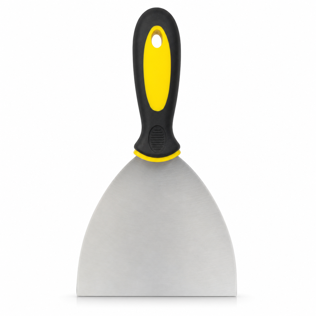 144 Pieces 5 Inch Putty Knife Paint Scraper with Rubber Handle, Yellow Black Silver, 1 Piece