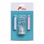 144 Pieces LED Birthday Number 5 Candle Set with Four Candles, 9 cm