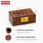 120 Pieces Wooden Rectangular Storage Box, 5 x 3 Inch, Brown Carved Keepsake Organizer with Front Clasp