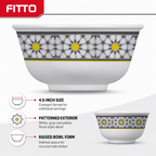 120 Pieces Melamine Rice Bowl, 4.5 Inch, Floral Pattern, White and Grey