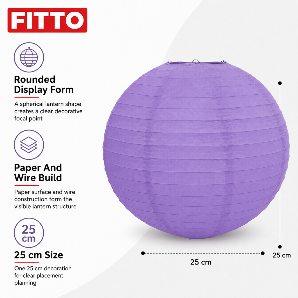 144 Pieces Purple Paper Wire Lantern, 25 cm, 1 Piece Party Decorations