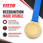 144 Pieces Blank Award Medal with Blue Ribbon, Metallic Finish, Round Recognition Medal for Ceremonies and Presentations