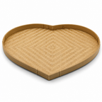 72 Pieces Heart-Shaped Bamboo Serving Trays, Woven Raised Rim, 40 cm