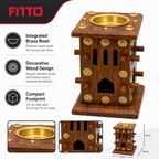 72 Pieces Wooden Bakhoor Incense Burner with Brass Bowl, Small, 14 cm