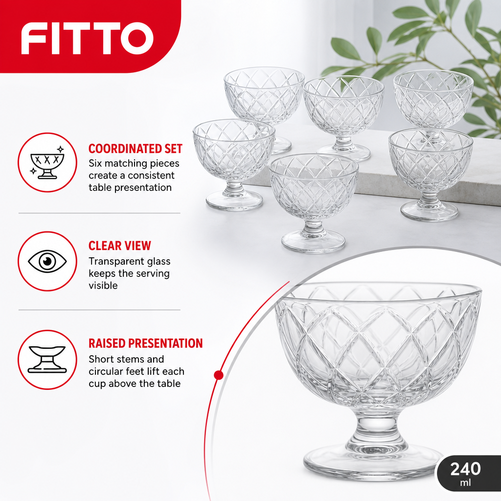 72 Pieces Glass Cup Set, 240 ml Clear Drinking Cups, 6 Pieces