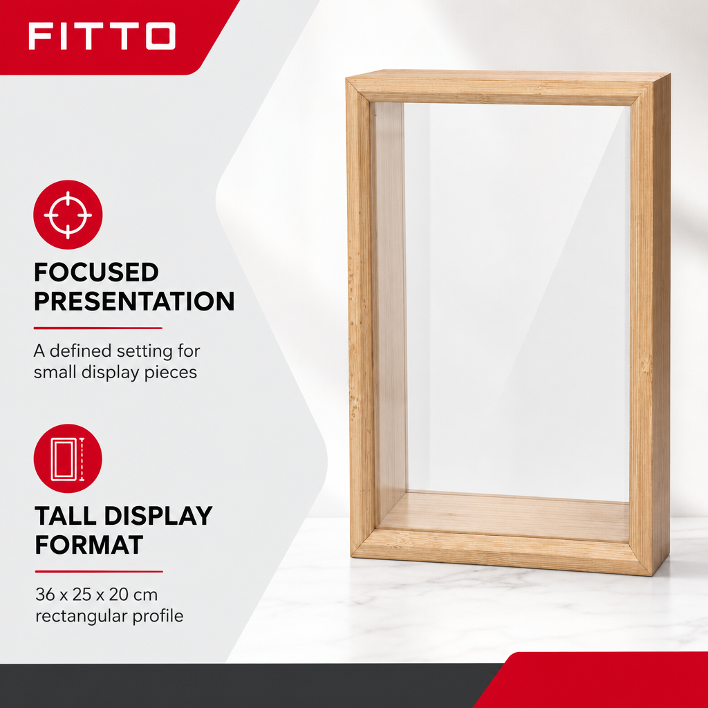 72 Pieces Wooden Display Cases, Tall Rectangular Natural Finish, 36 x 25 x 20 cm