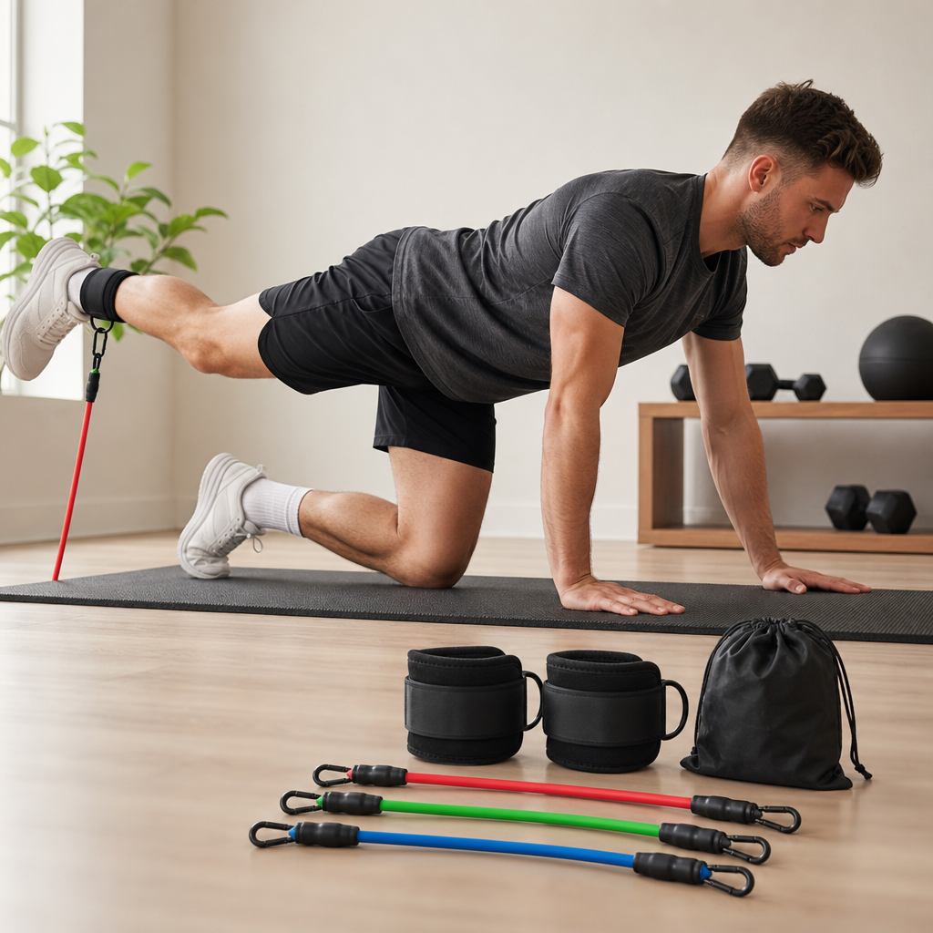 72 Pieces Ankle Resistance Cord Exercise Set, 3 Cords with Ankle Cuffs and Carry Bag