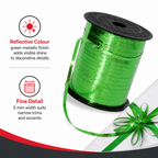 120 Pieces Green Metallic Ribbon Roll, 5 mm x 250 yd, Continuous Decorative Ribbon for Crafts and Wrapping