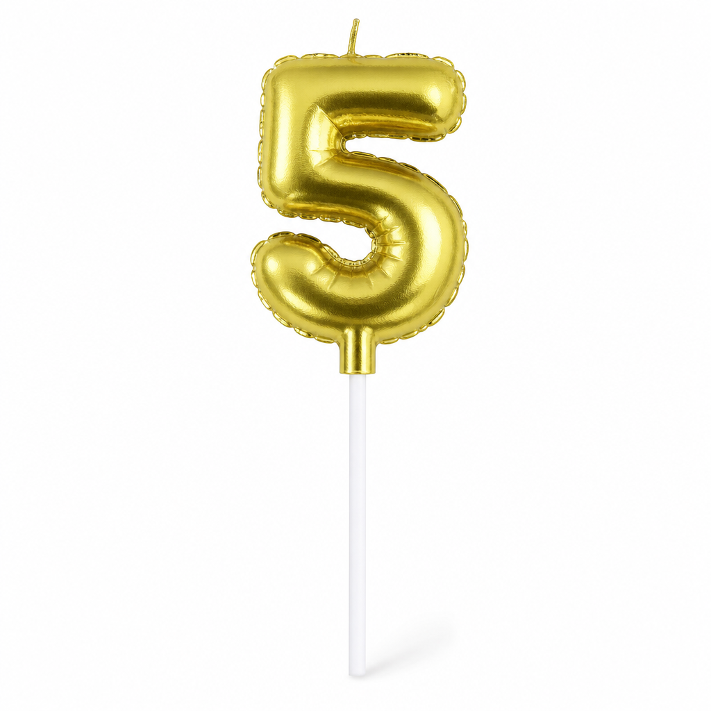 240 Pieces Number 5 Birthday Cake Candle, Gold, 6 cm
