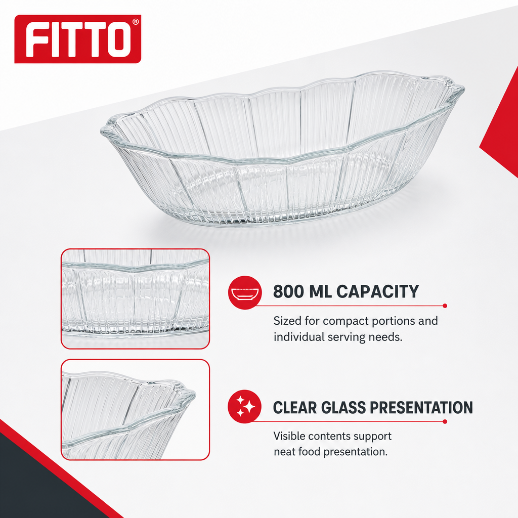 96 Pieces Glass Serving Bowl and Casserole, 800 ml Clear Boat-Shaped Dish, 1 Piece